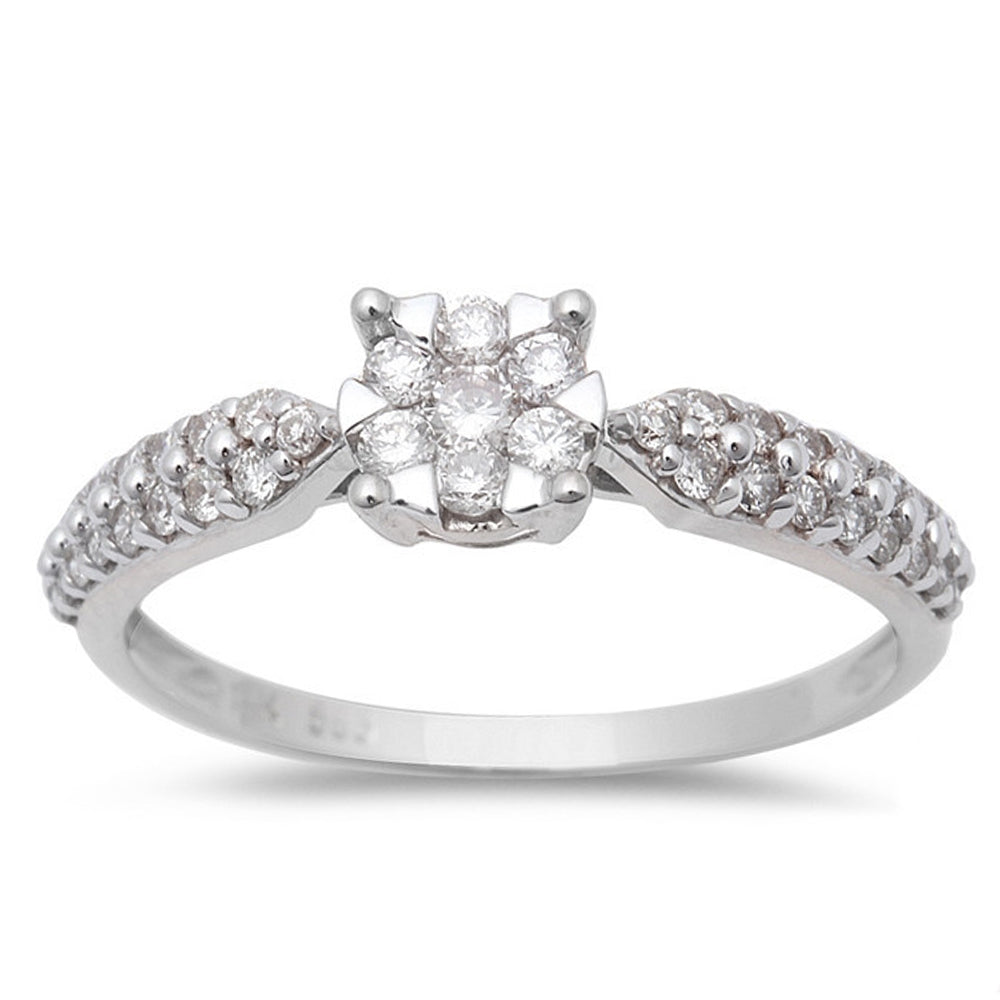 DIAMOND CLOSEOUT!  .36ct Halo Round Diamond Solitaire Engagement Wedding Ring 14kt White Gold