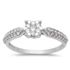 DIAMOND CLOSEOUT!  .36ct Halo Round Diamond Solitaire Engagement Wedding Ring 14kt White Gold