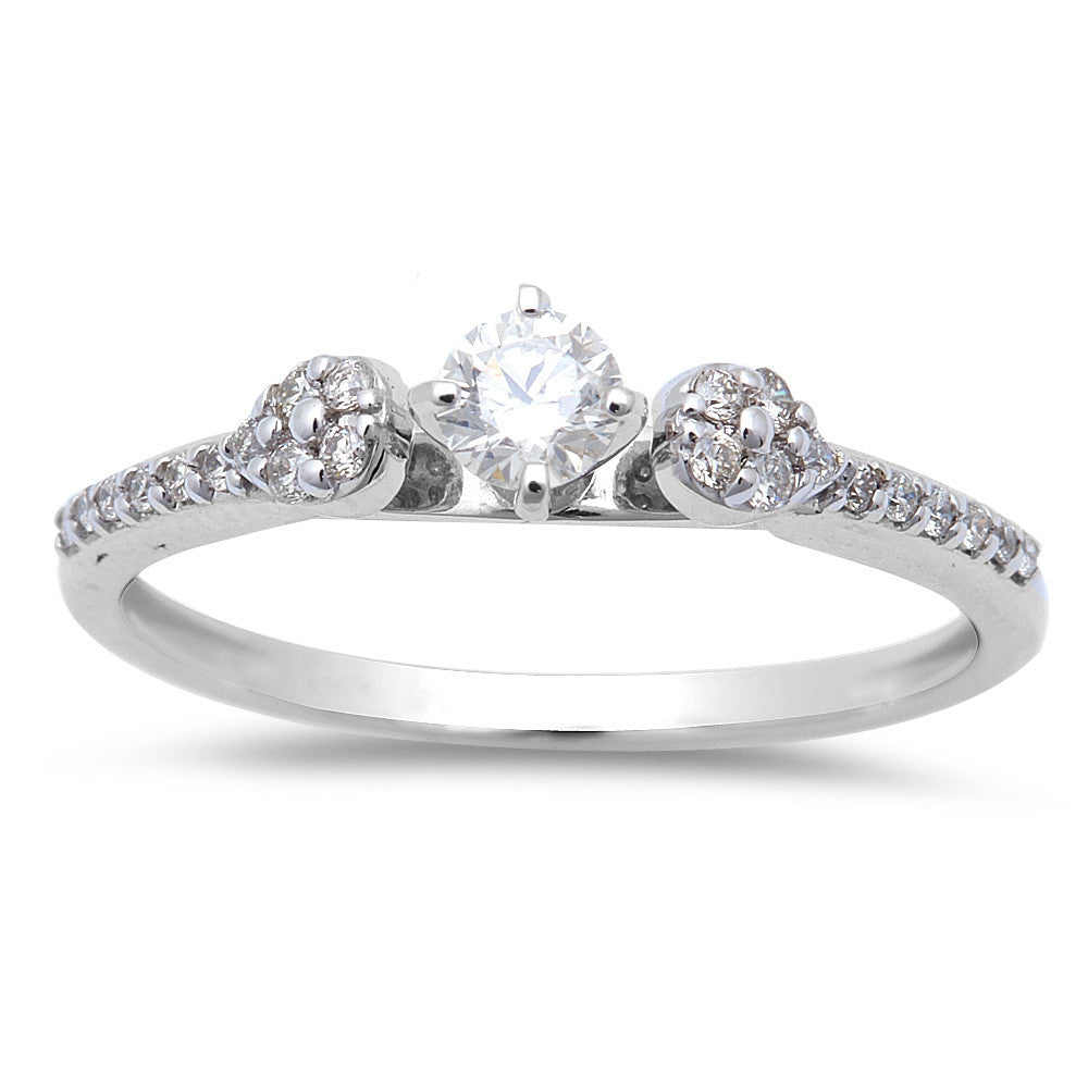DIAMOND  CLOSEOUT! 14kt White Gold .27ct Round Diamond Three stone Solitaire Engagement Promise ring size 6.5