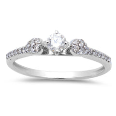 DIAMOND  CLOSEOUT! 14kt White Gold .27ct Round Diamond Three stone Solitaire Engagement Promise ring size 6.5