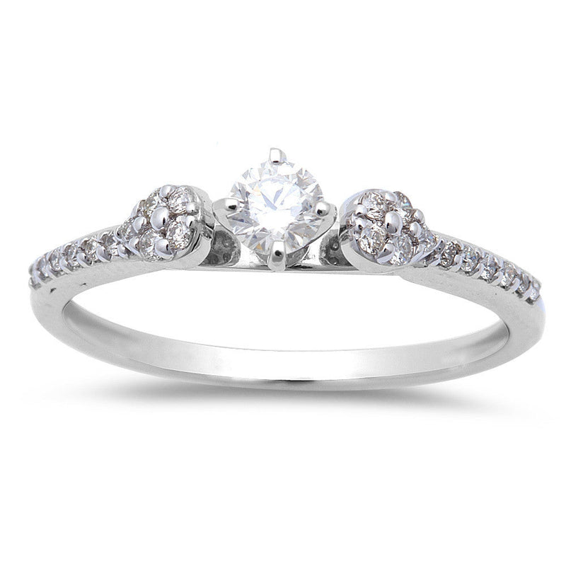 DIAMOND  CLOSEOUT! 14kt White Gold .27ct Round Diamond Three stone Solitaire Engagement Promise ring size 6.5