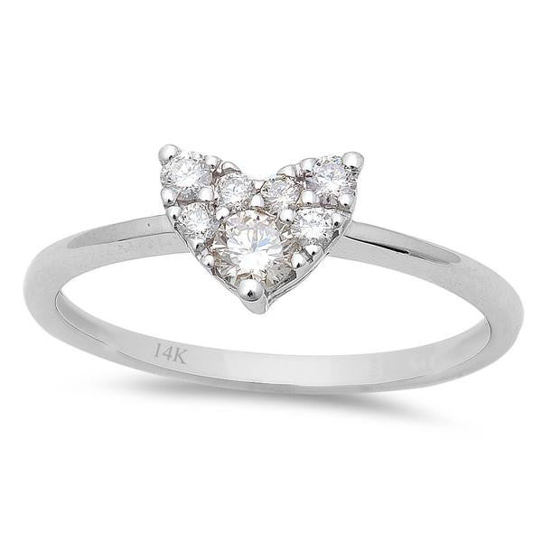 DIAMOND  CLOSEOUT! 14kt White Gold .29CT Heart Shaped Solitaire Engagement Promise Ring Size 6.5