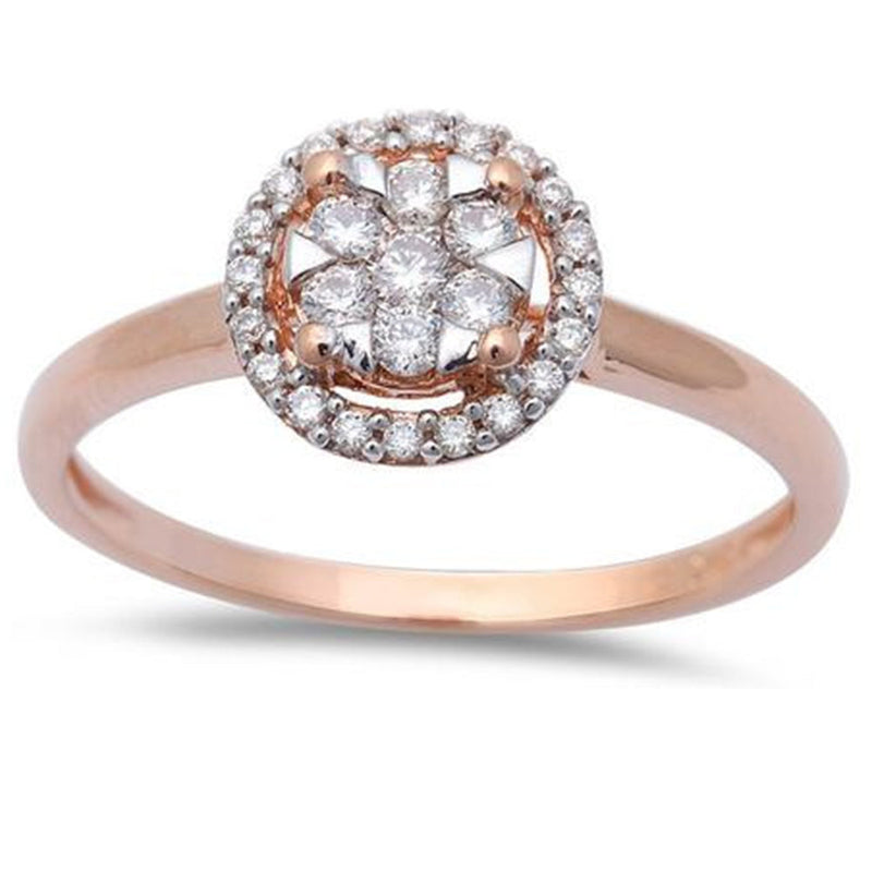 SPECIAL! .24ct Halo Round Diamond Solitaire Engagement Wedding Ring 14kt Rose Gold