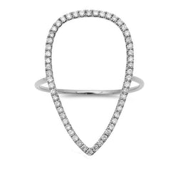 DIAMOND CLOSEOUT! .31ct 14kt White Gold Diamond Pear Cut out Modern Fine Ring Size 6.5