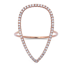 DIAMOND CLOSEOUT! .31ct 14kt Rose Gold Diamond Pear Cut out Modern Fine Ring Size 6.5