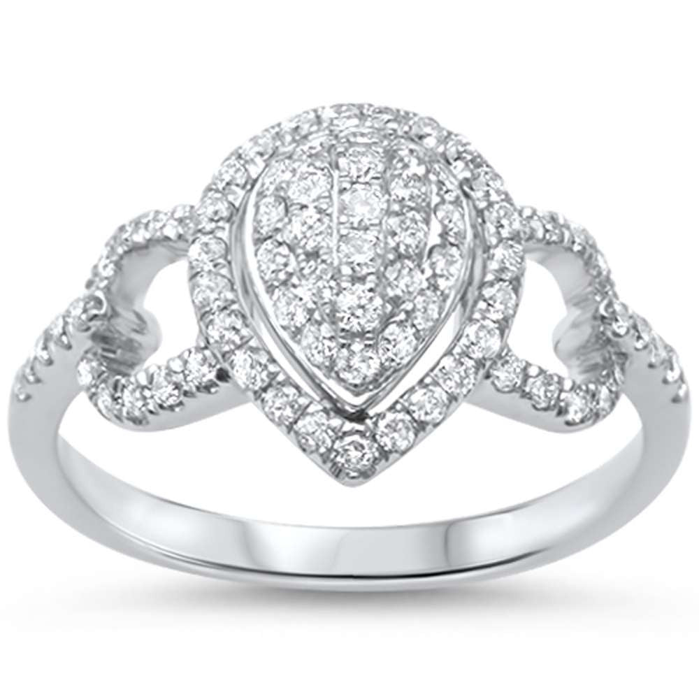 DIAMOND CLOSEOUT! .58ct F SI 14kt White Gold Pear Teardrop Shape Engagement Ring Size 6.5