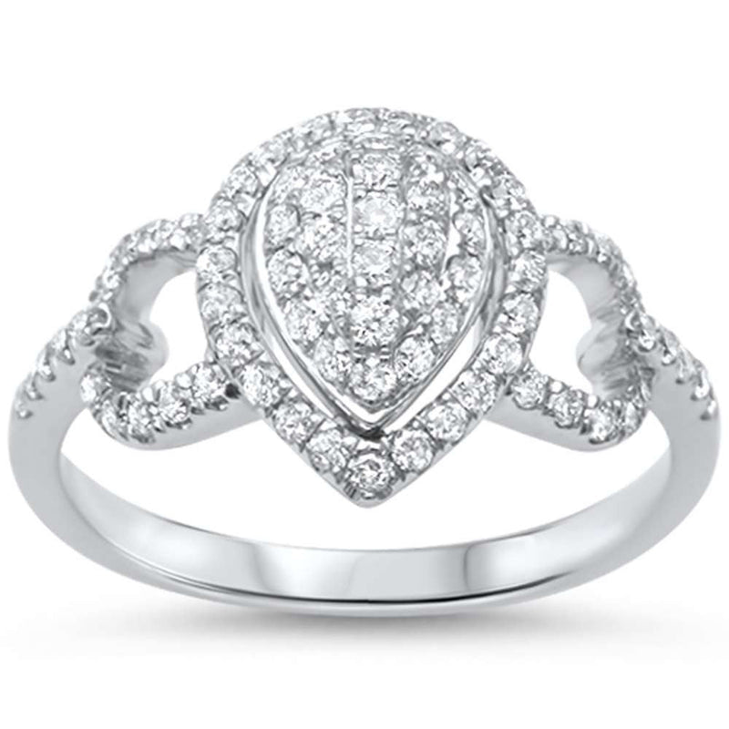 DIAMOND CLOSEOUT! .58ct F SI 14kt White Gold Pear Teardrop Shape Engagement Ring Size 6.5