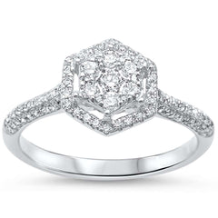 DIAMOND CLOSEOUT! .43ct F SI 14kt White Gold Octagon Shape Round Diamond Engagement Promise Ring