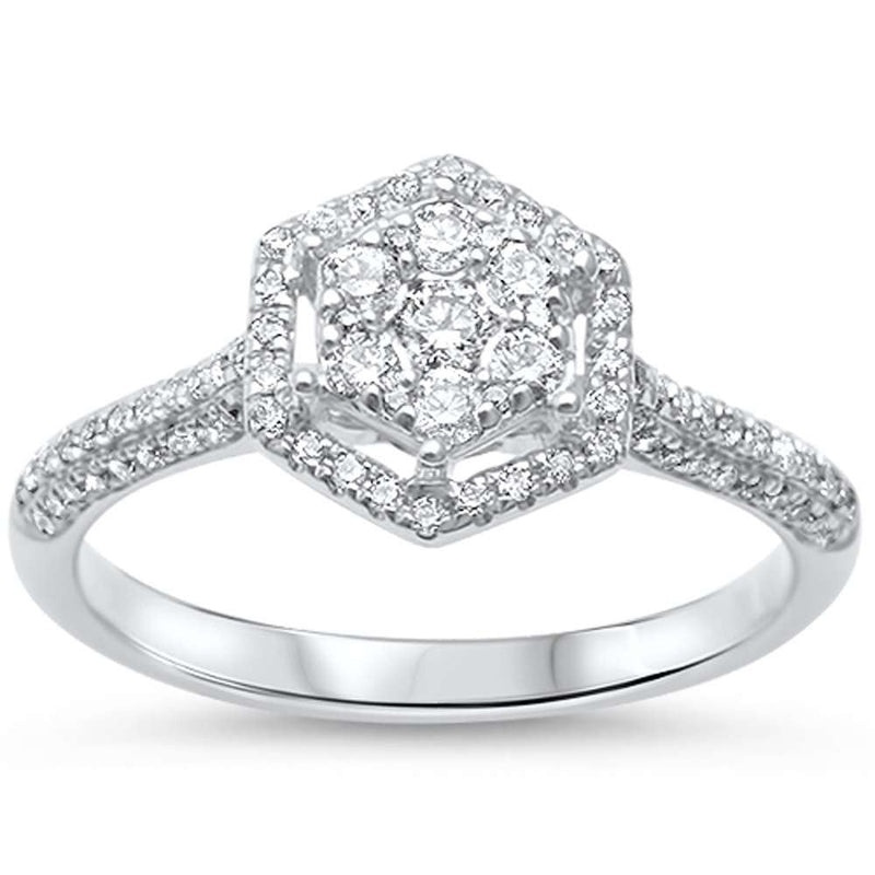 DIAMOND CLOSEOUT! .43ct F SI 14kt White Gold Octagon Shape Round Diamond Engagement Promise Ring