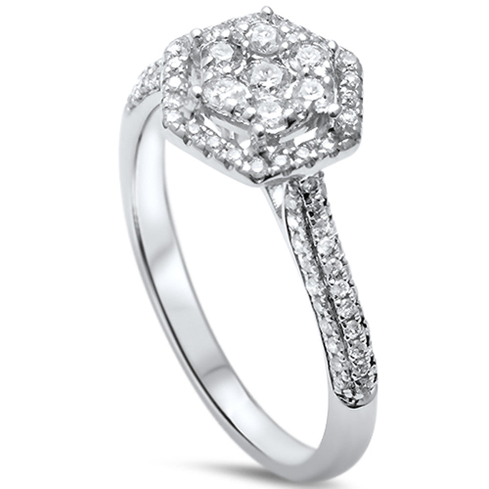 DIAMOND CLOSEOUT! .43ct F SI 14kt White Gold Octagon Shape Round Diamond Engagement Promise Ring