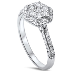 DIAMOND CLOSEOUT! .43ct F SI 14kt White Gold Octagon Shape Round Diamond Engagement Promise Ring