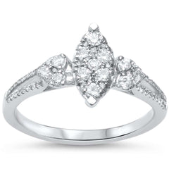 DIAMOND CLOSEOUT! .38ct F SI 14kt White Gold Marquise Shape Diamond Engagement Ring Size 6.5