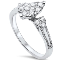 DIAMOND CLOSEOUT! .38ct F SI 14kt White Gold Marquise Shape Diamond Engagement Ring Size 6.5