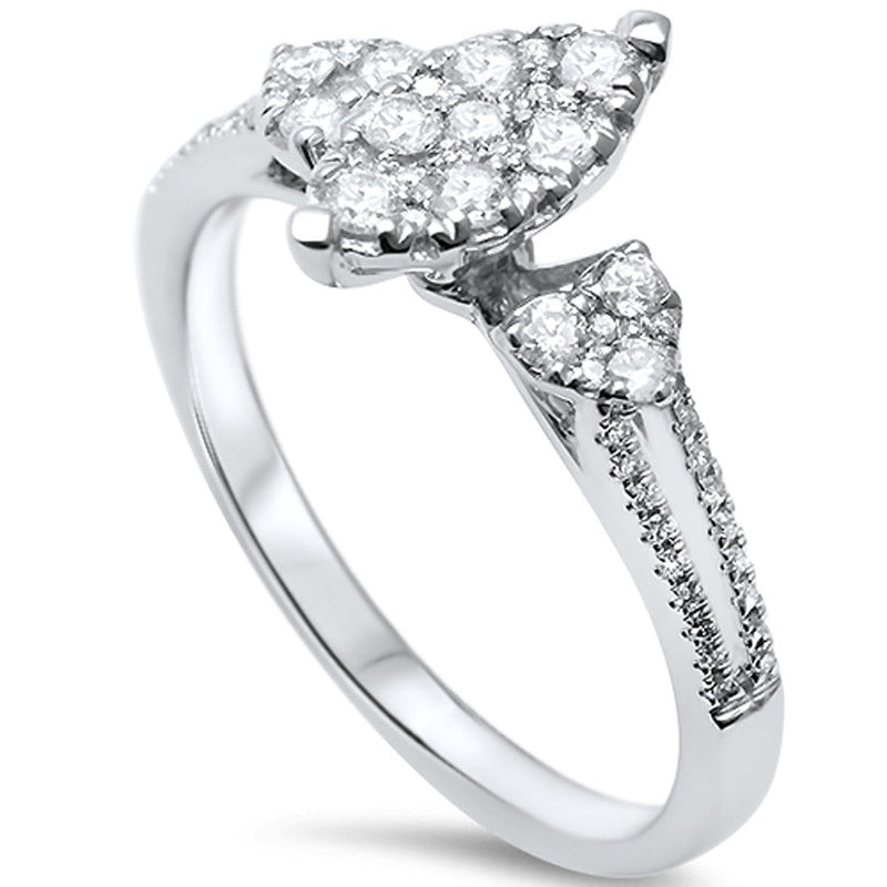 DIAMOND CLOSEOUT! .38ct F SI 14kt White Gold Marquise Shape Diamond Engagement Ring Size 6.5