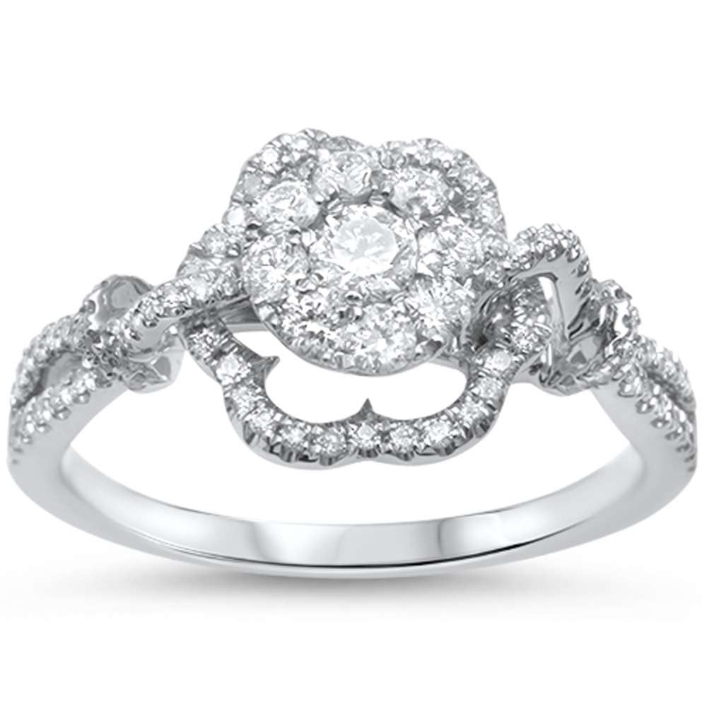 DIAMOND  CLOSEOUT! .57ct F SI 14kt White Gold Round Designer Diamond Flower Engagement Ring Size 6.5