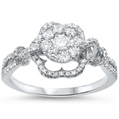 DIAMOND  CLOSEOUT! .57ct F SI 14kt White Gold Round Designer Diamond Flower Engagement Ring Size 6.5