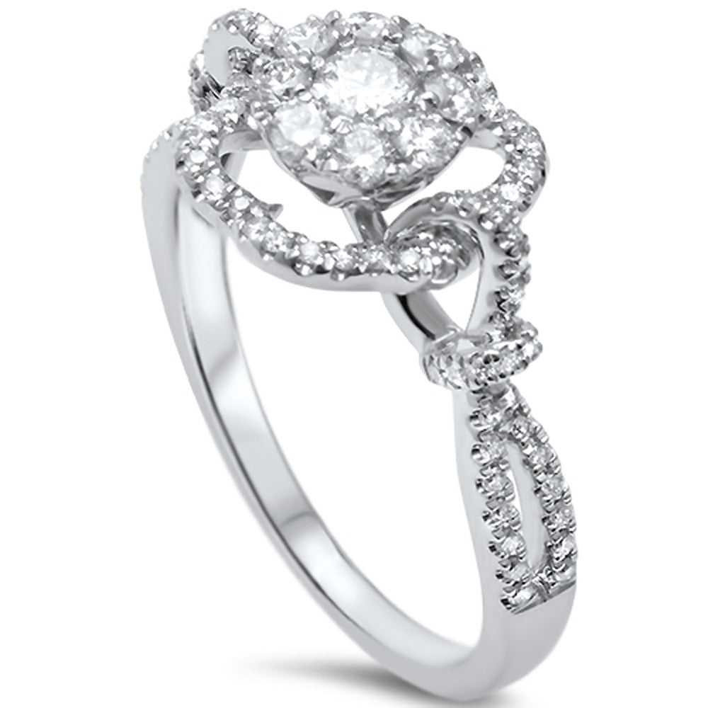 DIAMOND  CLOSEOUT! .57ct F SI 14kt White Gold Round Designer Diamond Flower Engagement Ring Size 6.5
