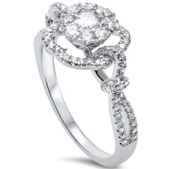 DIAMOND  CLOSEOUT! .57ct F SI 14kt White Gold Round Designer Diamond Flower Engagement Ring Size 6.5