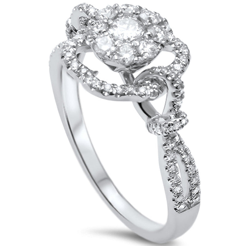DIAMOND  CLOSEOUT! .57ct F SI 14kt White Gold Round Designer Diamond Flower Engagement Ring Size 6.5