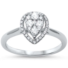 DIAMOND  CLOSEOUT!  .33ct F SI 14kt White Gold Pear Shape Halo Diamond Engagement Promise Ring