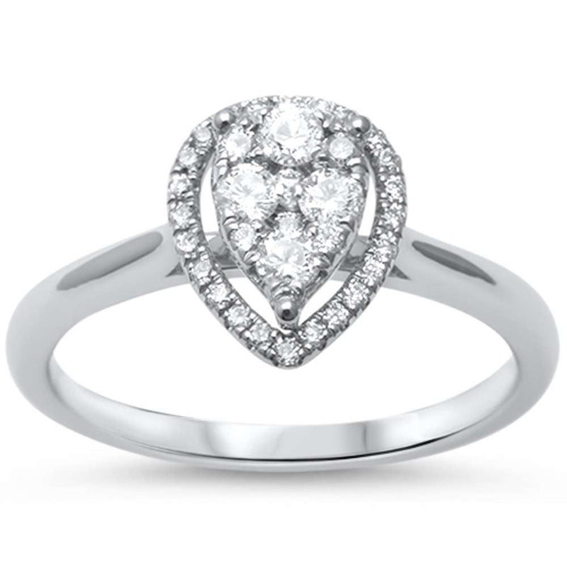 DIAMOND  CLOSEOUT!  .33ct F SI 14kt White Gold Pear Shape Halo Diamond Engagement Promise Ring