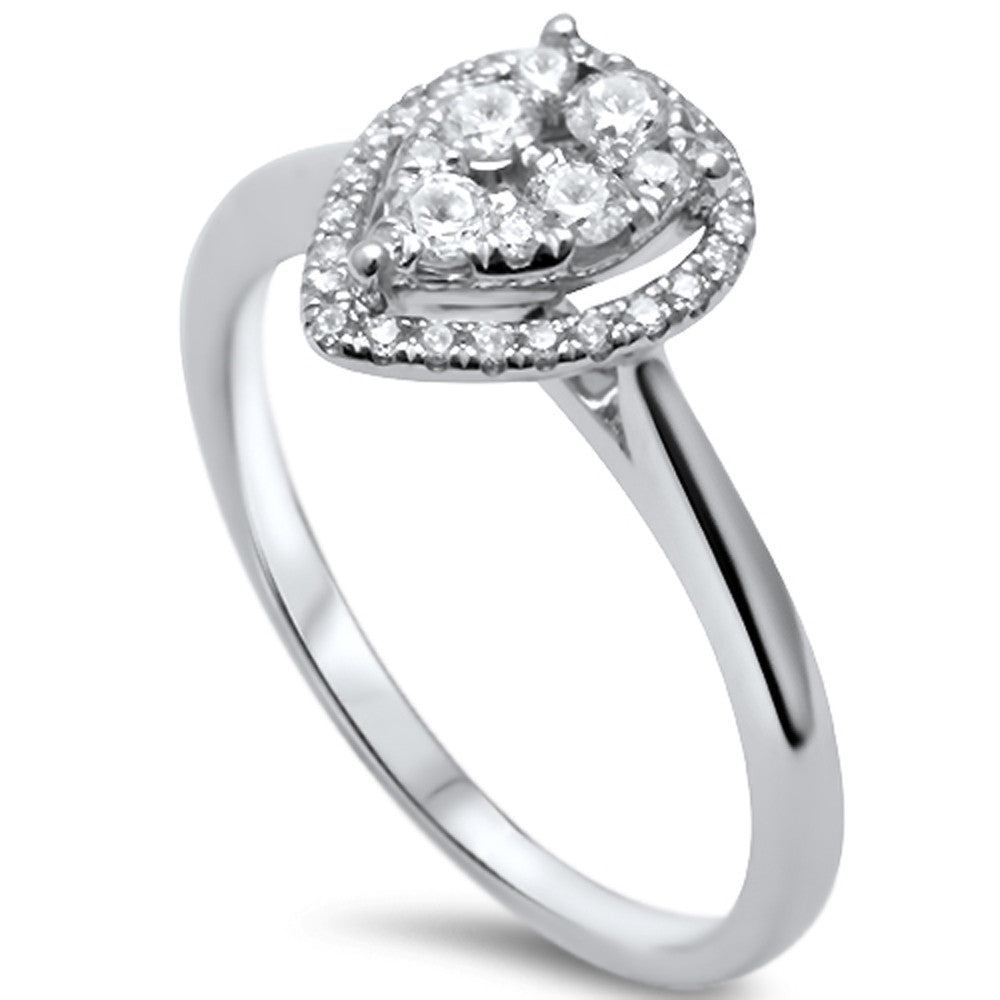 DIAMOND  CLOSEOUT!  .33ct F SI 14kt White Gold Pear Shape Halo Diamond Engagement Promise Ring