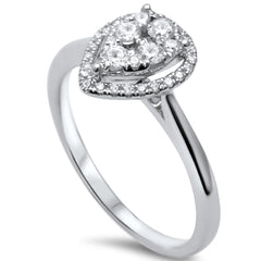 DIAMOND  CLOSEOUT!  .33ct F SI 14kt White Gold Pear Shape Halo Diamond Engagement Promise Ring
