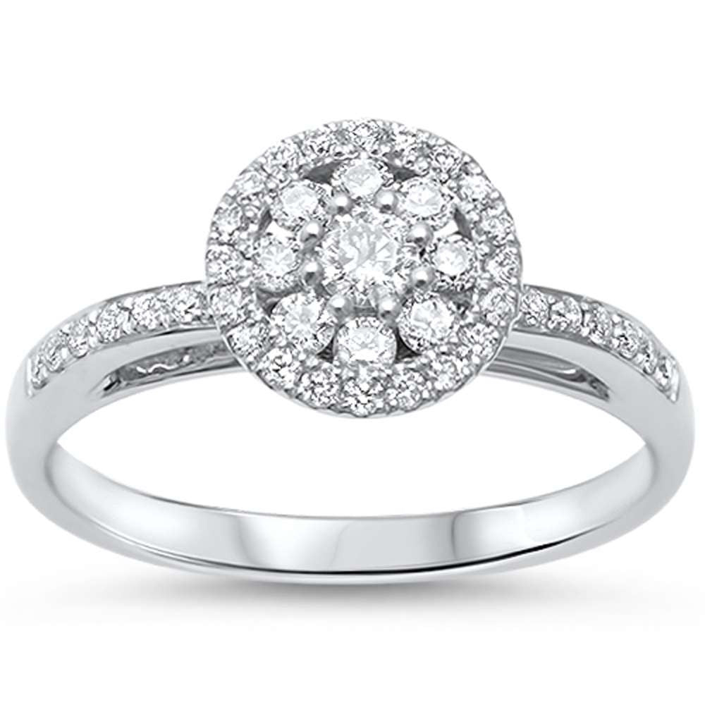 DIAMOND  CLOSEOUT! .35ct F SI 14kt White Gold Round Diamond Art Deco Designer Engagement Ring