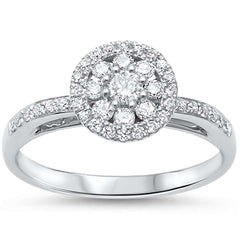 DIAMOND  CLOSEOUT! .35ct F SI 14kt White Gold Round Diamond Art Deco Designer Engagement Ring