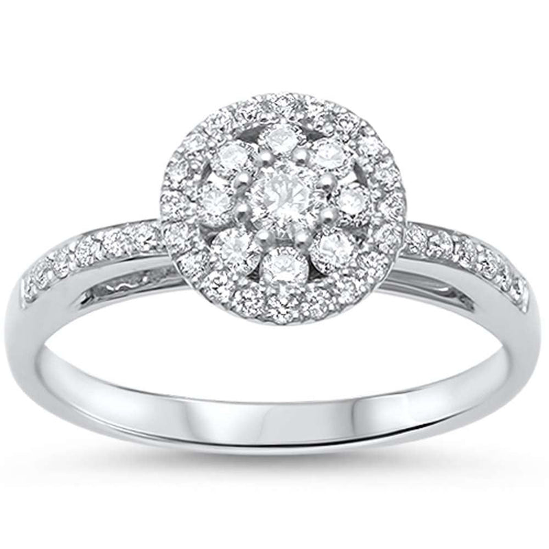 DIAMOND  CLOSEOUT! .35ct F SI 14kt White Gold Round Diamond Art Deco Designer Engagement Ring