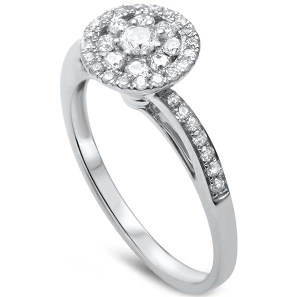 DIAMOND  CLOSEOUT! .35ct F SI 14kt White Gold Round Diamond Art Deco Designer Engagement Ring