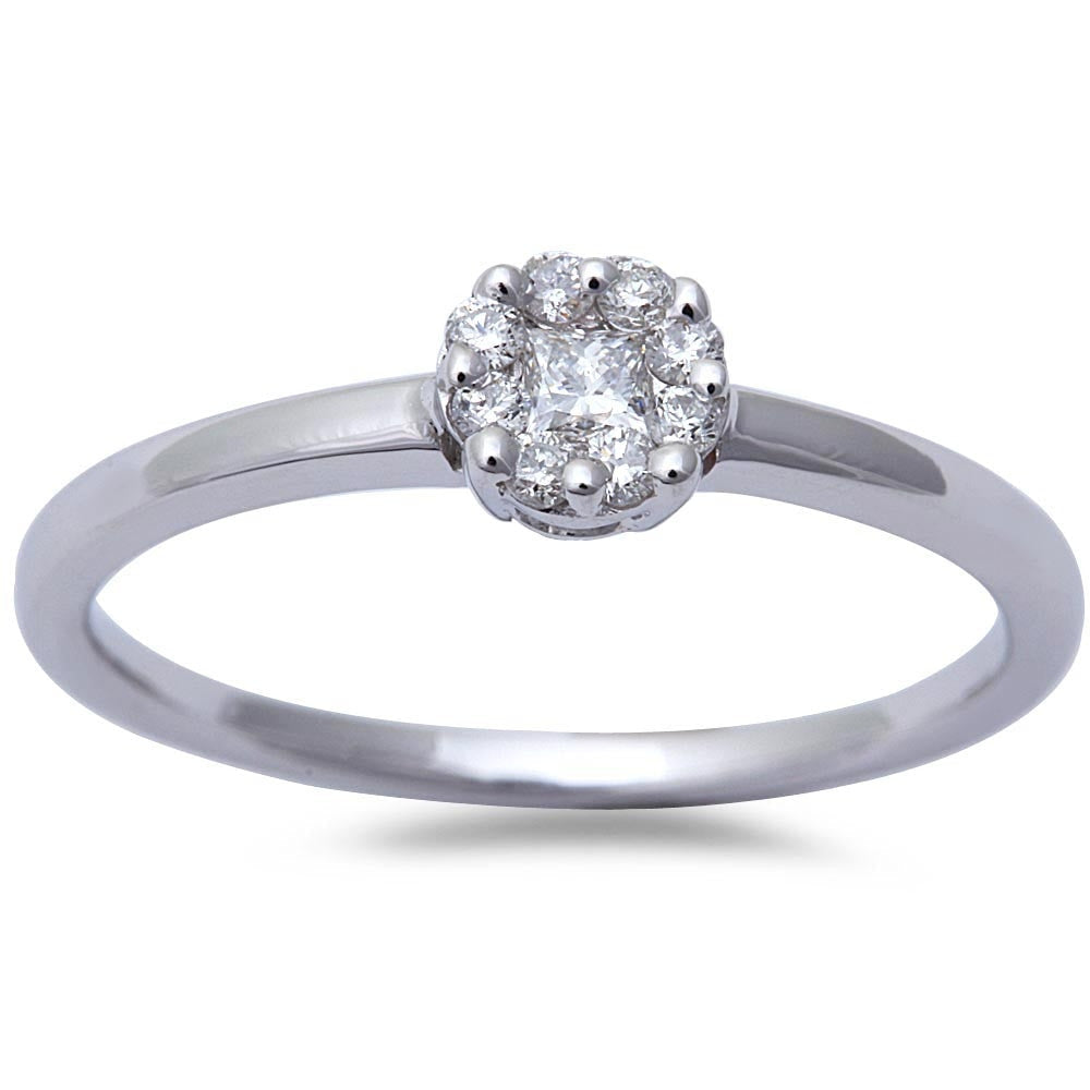 DIAMOND CLOSEOUT!  .18ct Beautiful 10kt White Gold Round Diamond Solitaire Promise Engagement Ring Size 6.5