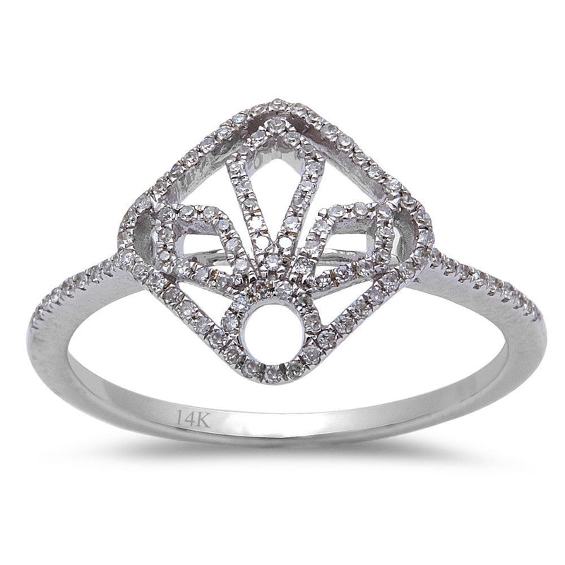 DIAMOND CLOSEOUT! .15ct 14kt White Gold Modern Art Deco Fine Diamond Ring Size 6.5