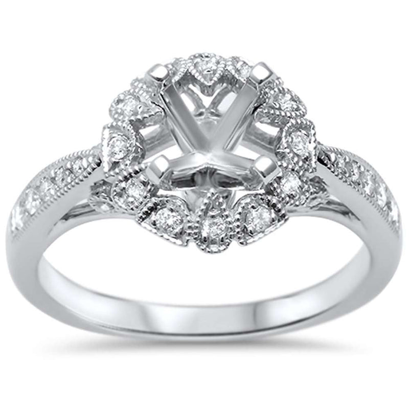 DIAMOND CLOSEOUT! .21ct F SI 14kt White Gold Diamond Semi Mount Ring Size 6.5