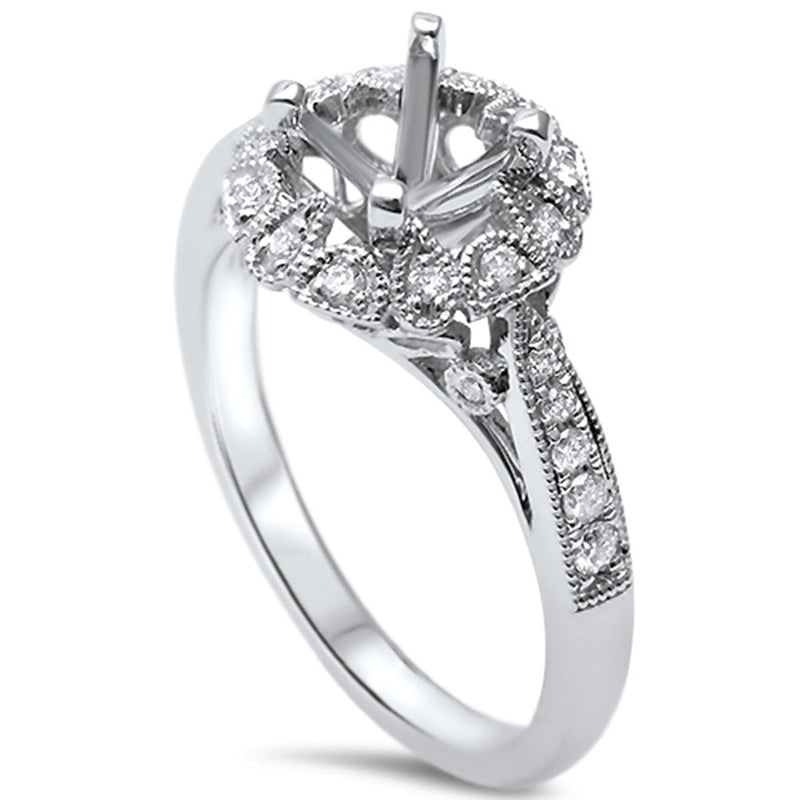 DIAMOND CLOSEOUT! .21ct F SI 14kt White Gold Diamond Semi Mount Ring Size 6.5