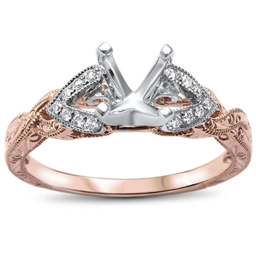 DIAMOND CLOSEOUT! .09ct F SI 14kt Rose & White Gold Diamond Semi Mount Ring Size 6.5