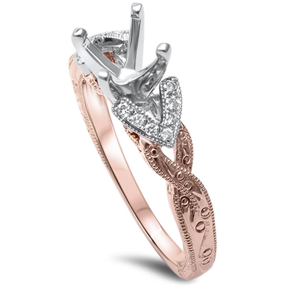 DIAMOND CLOSEOUT! .09ct F SI 14kt Rose & White Gold Diamond Semi Mount Ring Size 6.5