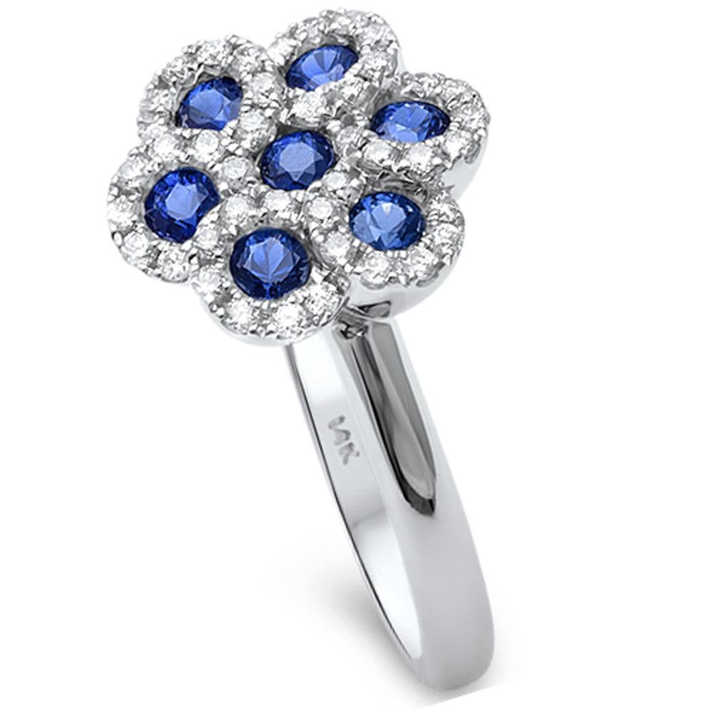 GEMSTONE CLOSEOUT! 0.81ct F SI1 14k White Gold Blue Sapphire & Diamond Ring Size 6.5