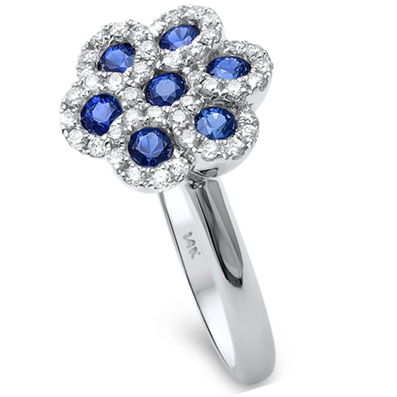 GEMSTONE CLOSEOUT! 0.81ct F SI1 14k White Gold Blue Sapphire & Diamond Ring Size 6.5