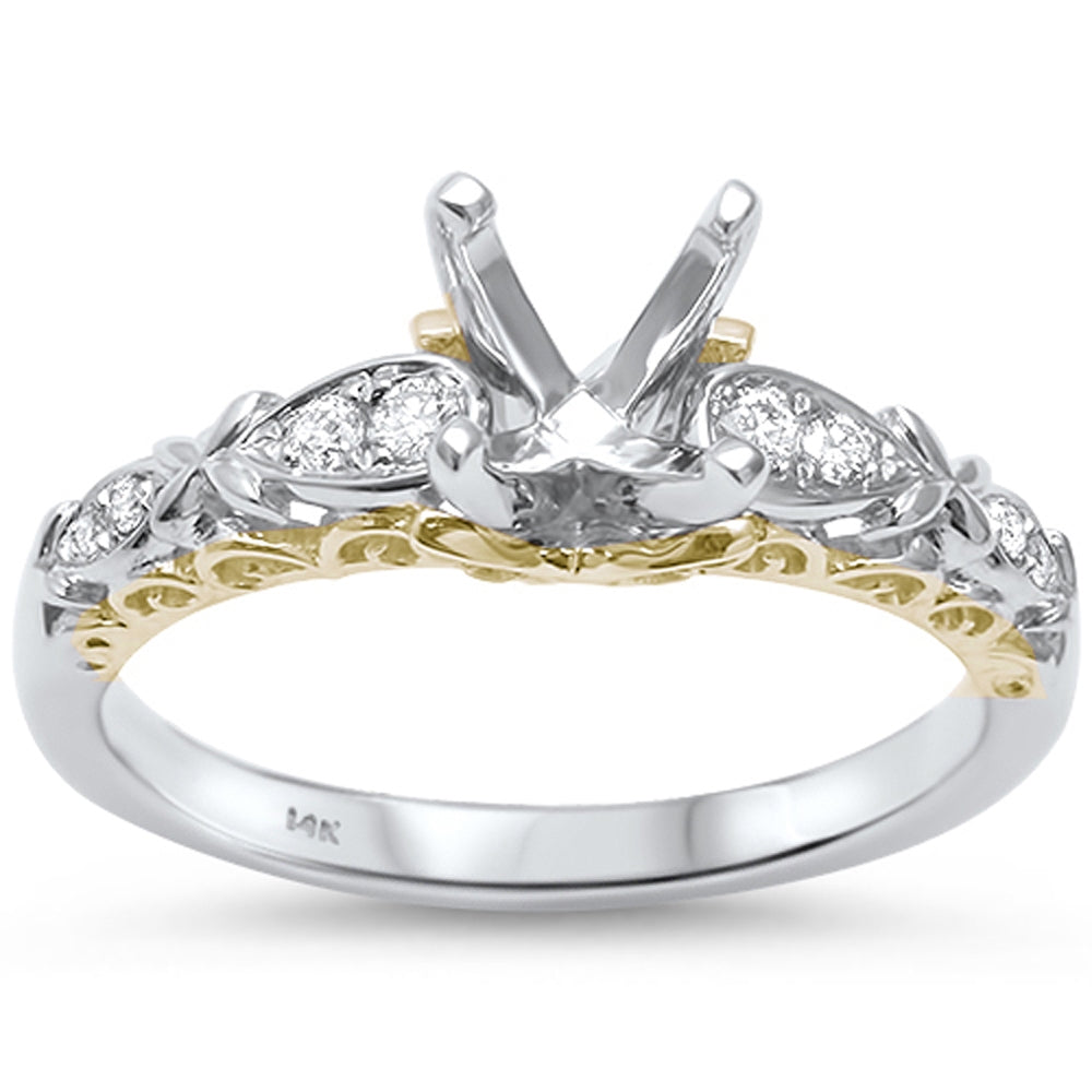 DIAMOND CLOSEOUT! .13ct F VS2 14k Two Tone Yellow & White Gold Diamond Semi Mount Ring Size 6.5