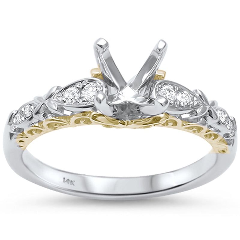DIAMOND CLOSEOUT! .13ct F VS2 14k Two Tone Yellow & White Gold Diamond Semi Mount Ring Size 6.5
