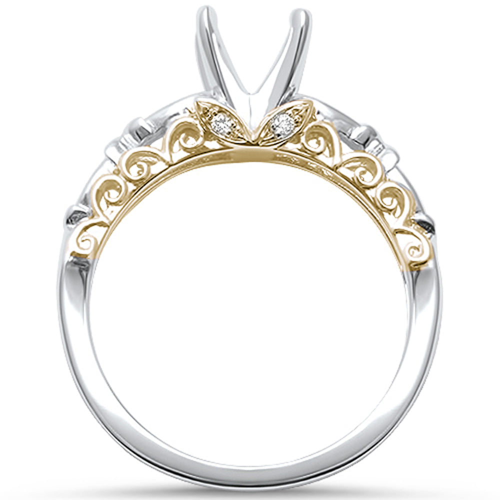 DIAMOND CLOSEOUT! .13ct F VS2 14k Two Tone Yellow & White Gold Diamond Semi Mount Ring Size 6.5