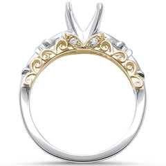 DIAMOND CLOSEOUT! .13ct F VS2 14k Two Tone Yellow & White Gold Diamond Semi Mount Ring Size 6.5