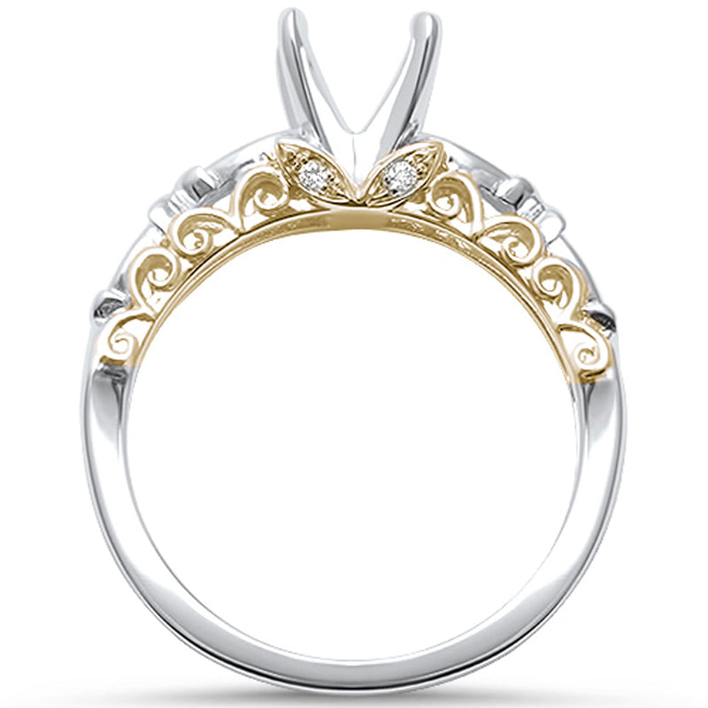 DIAMOND CLOSEOUT! .13ct F VS2 14k Two Tone Yellow & White Gold Diamond Semi Mount Ring Size 6.5