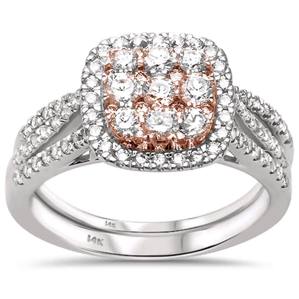 DIAMOND CLOSEOUT!  .96ct G SI 14k Two Tone Gold Diamond Engagement Ring Bridal Set Size 6.5