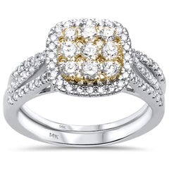 DIAMOND CLOSEOUT!  1.02ct 14ktTwo Tone Gold Diamond Engagement Wedding Ring Bridal Set 6.5