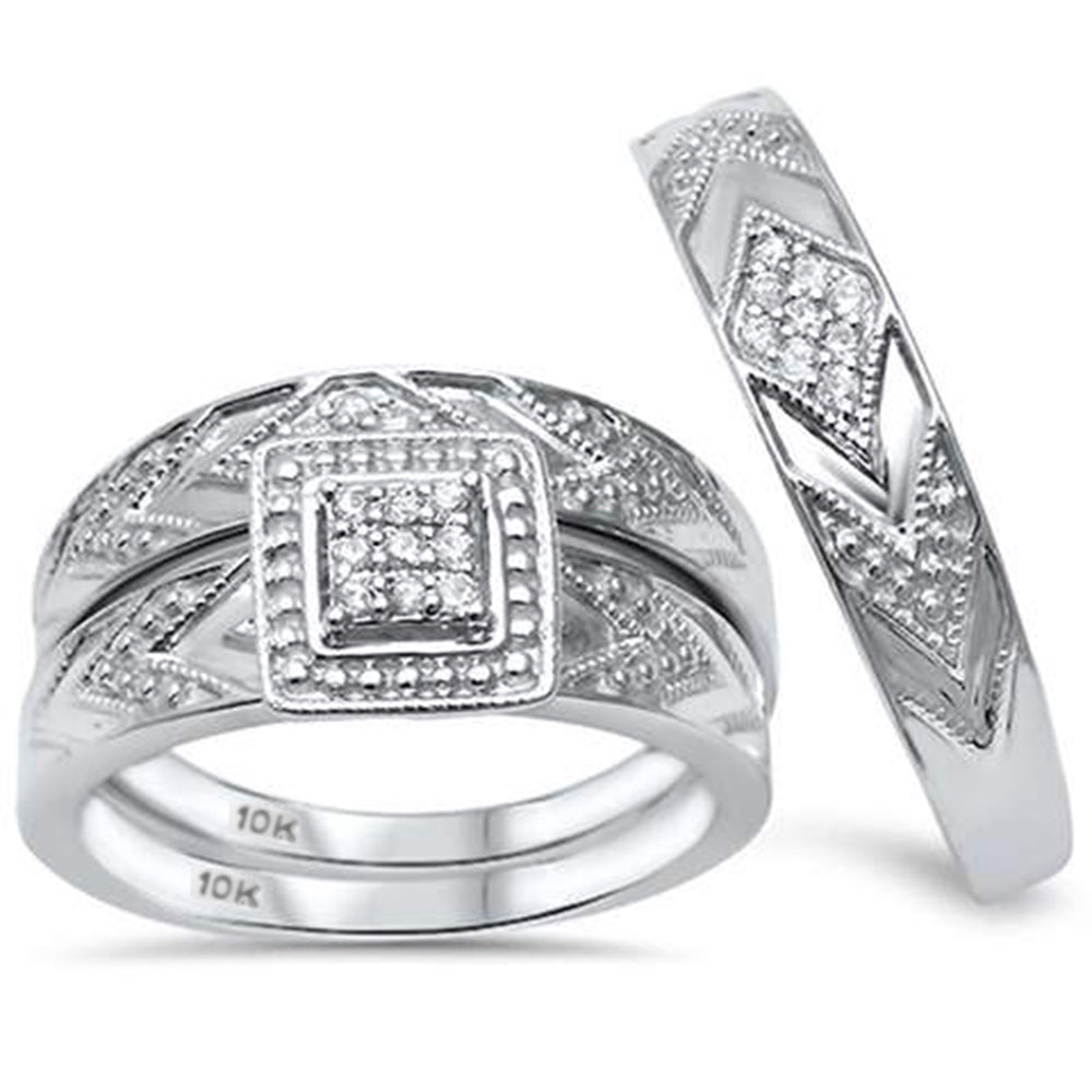 DIAMOND CLOSEOUT!  .17ct G SI 10kt White Gold His and Hers Diamond Ring Matching Set