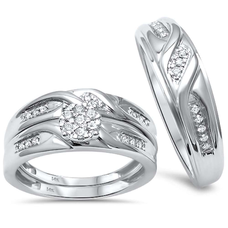 DIAMOND CLOSEOUT!  .27ct G SI 10kt White Gold His and Hers Diamond Ring Matching Set