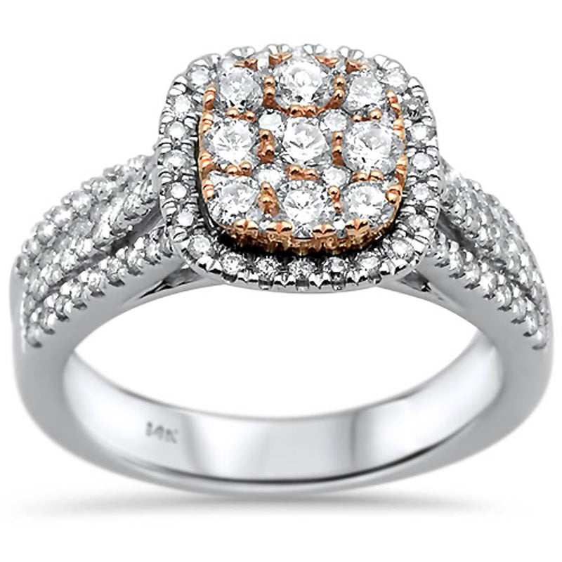 DIAMOND CLOSEOUT!  1.09ct 14k Two Tone Square Engagement Diamond Rinze 6.5