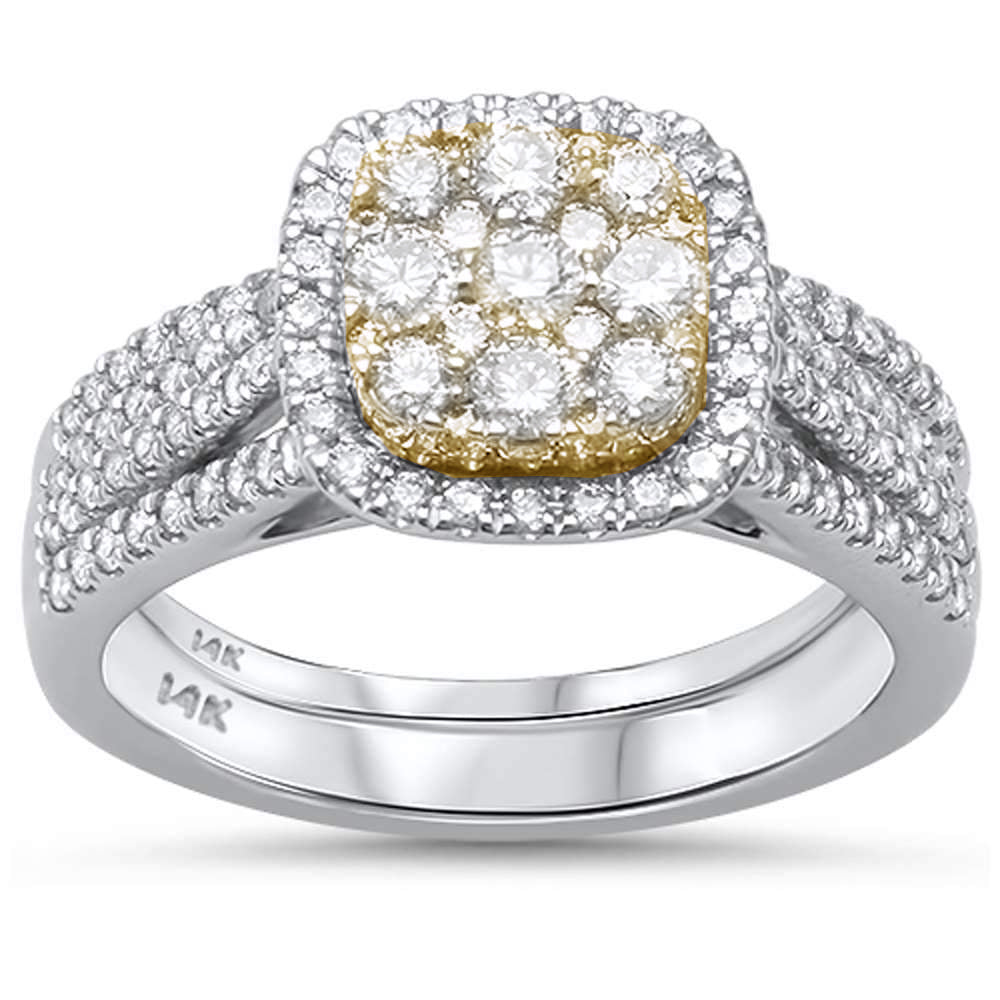DIAMOND CLOSEOUT!  1.05ct 14k Two Tone Gold Diamond Engagement Wedding Ring Set Size 6.5